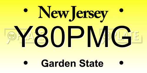 Y80PMG New Jersey License Plate