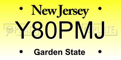 Y80PMJ New Jersey License Plate