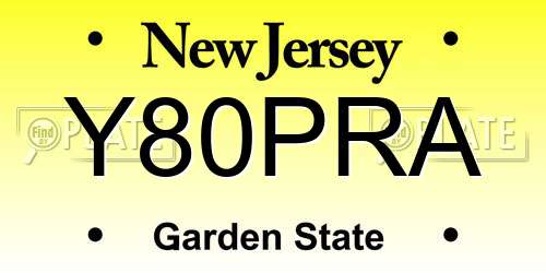 Y80PRA New Jersey License Plate