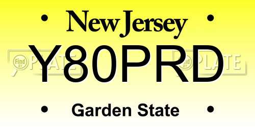 Y80PRD New Jersey License Plate