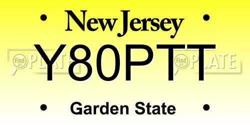 Y80PTT New Jersey License Plate