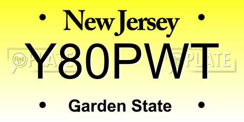 Y80PWT New Jersey License Plate