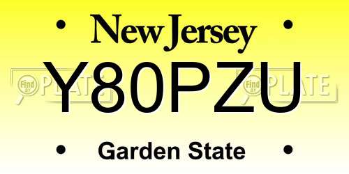 Y80PZU New Jersey License Plate