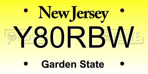 Y80RBW New Jersey License Plate