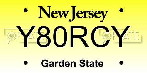 Y80RCY New Jersey License Plate