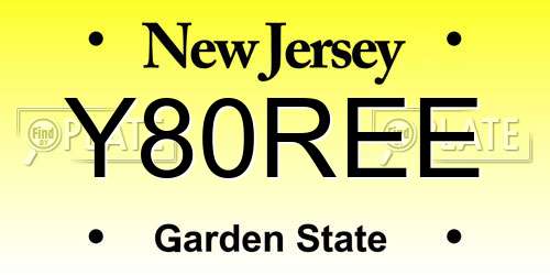 Y80REE New Jersey License Plate