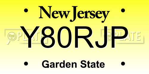 Y80RJP New Jersey License Plate