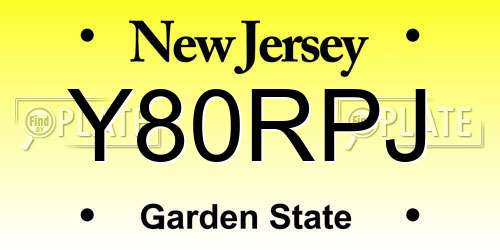 Y80RPJ New Jersey License Plate