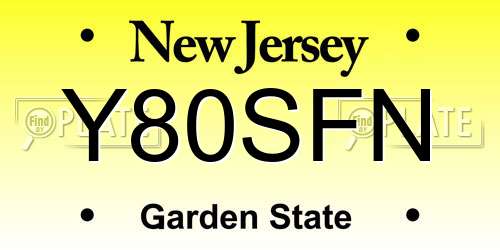 Y80SFN New Jersey License Plate