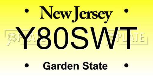 Y80SWT New Jersey License Plate