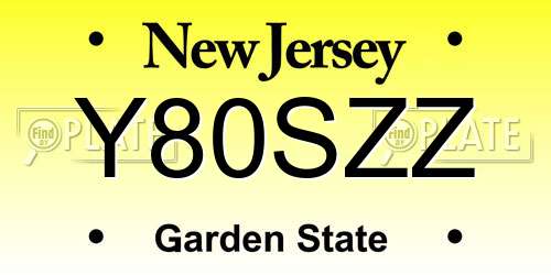 Y80SZZ New Jersey License Plate