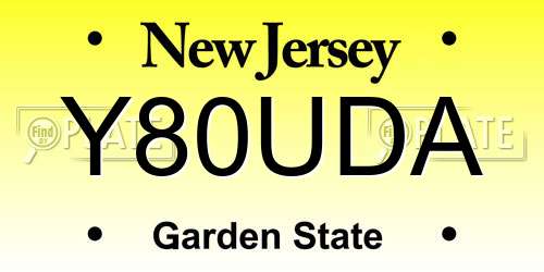 Y80UDA New Jersey License Plate