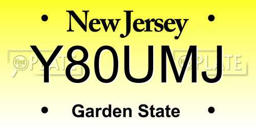 Y80UMJ New Jersey License Plate