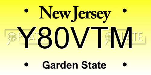 Y80VTM New Jersey License Plate