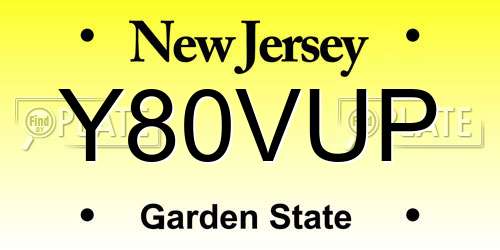 Y80VUP New Jersey License Plate