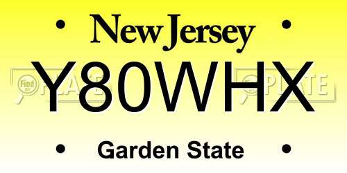 Y80WHX New Jersey License Plate
