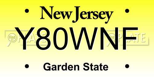 Y80WNF New Jersey License Plate