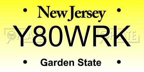 Y80WRK New Jersey License Plate