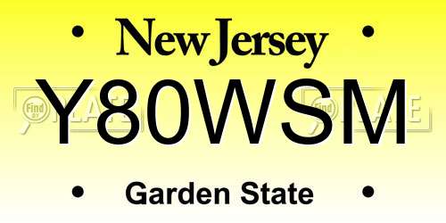 Y80WSM New Jersey License Plate