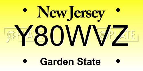 Y80WVZ New Jersey License Plate