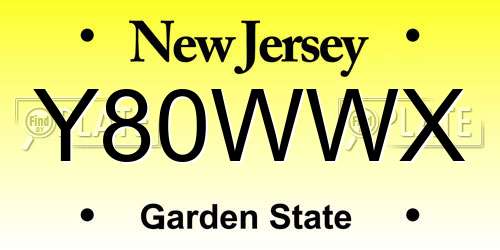 Y80WWX New Jersey License Plate
