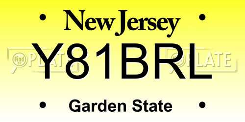 Y81BRL New Jersey License Plate