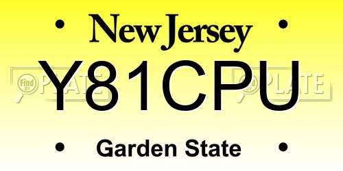 Y81CPU New Jersey License Plate