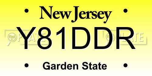 Y81DDR New Jersey License Plate