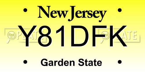 Y81DFK New Jersey License Plate