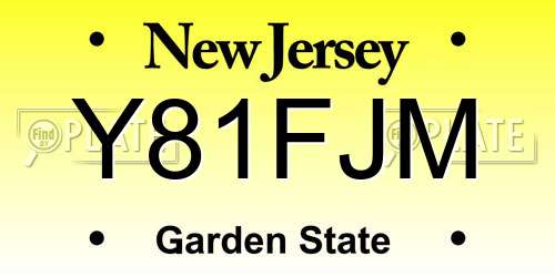 Y81FJM New Jersey License Plate