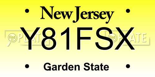 Y81FSX New Jersey License Plate