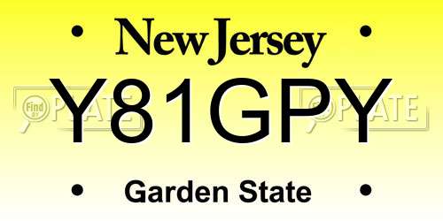 Y81GPY New Jersey License Plate