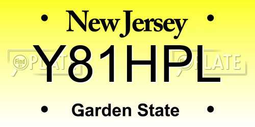 Y81HPL New Jersey License Plate