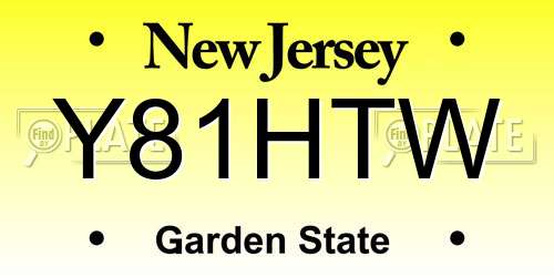 Y81HTW New Jersey License Plate