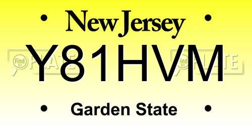 Y81HVM New Jersey License Plate