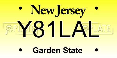 Y81LAL New Jersey License Plate