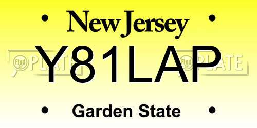 Y81LAP New Jersey License Plate