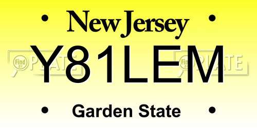 Y81LEM New Jersey License Plate