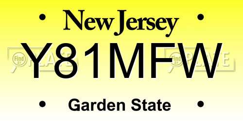 Y81MFW New Jersey License Plate