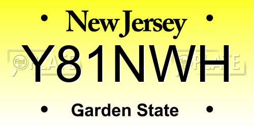 Y81NWH New Jersey License Plate