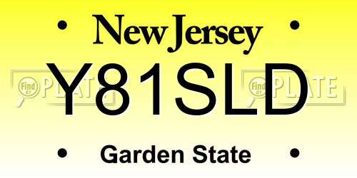 Y81SLD New Jersey License Plate