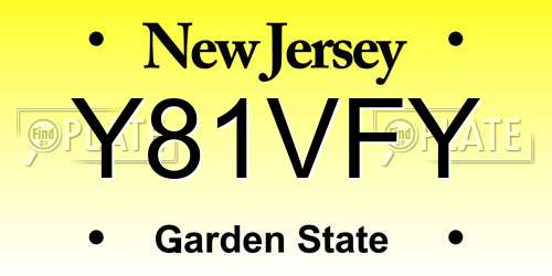Y81VFY New Jersey License Plate