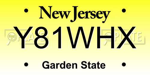 Y81WHX New Jersey License Plate