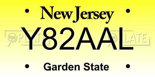Y82AAL New Jersey License Plate