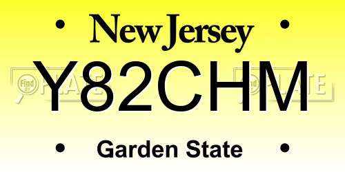 Y82CHM New Jersey License Plate