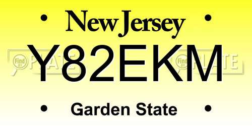 Y82EKM New Jersey License Plate