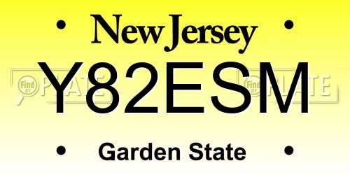Y82ESM New Jersey License Plate