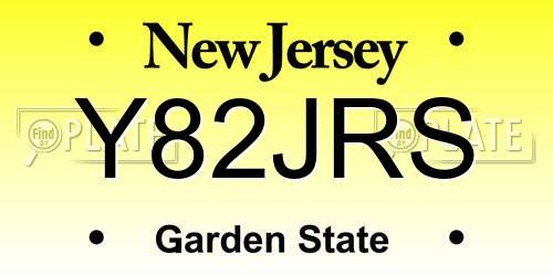 Y82JRS New Jersey License Plate