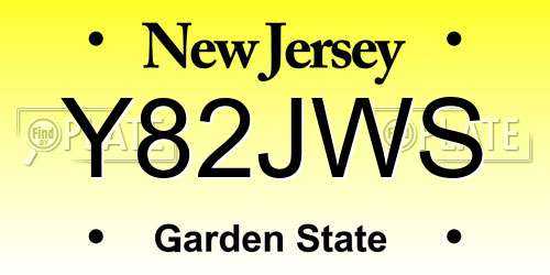 Y82JWS New Jersey License Plate