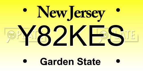 Y82KES New Jersey License Plate
